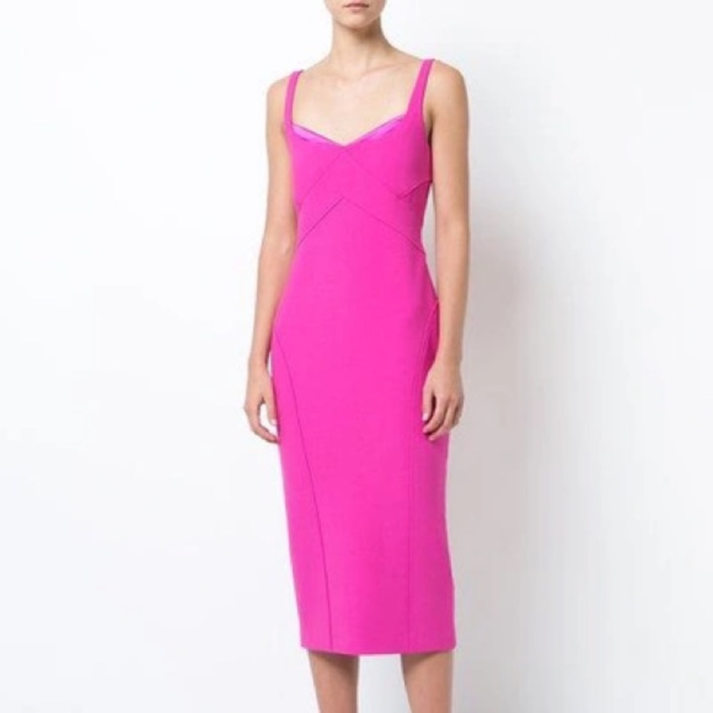 cinq à sept Hot Pink Midi Sheath Dress
